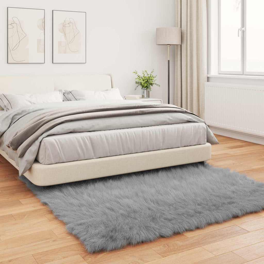 Teppich aus Kunstschaffell TAFALLA Grau 160 x 160 cm Polyester