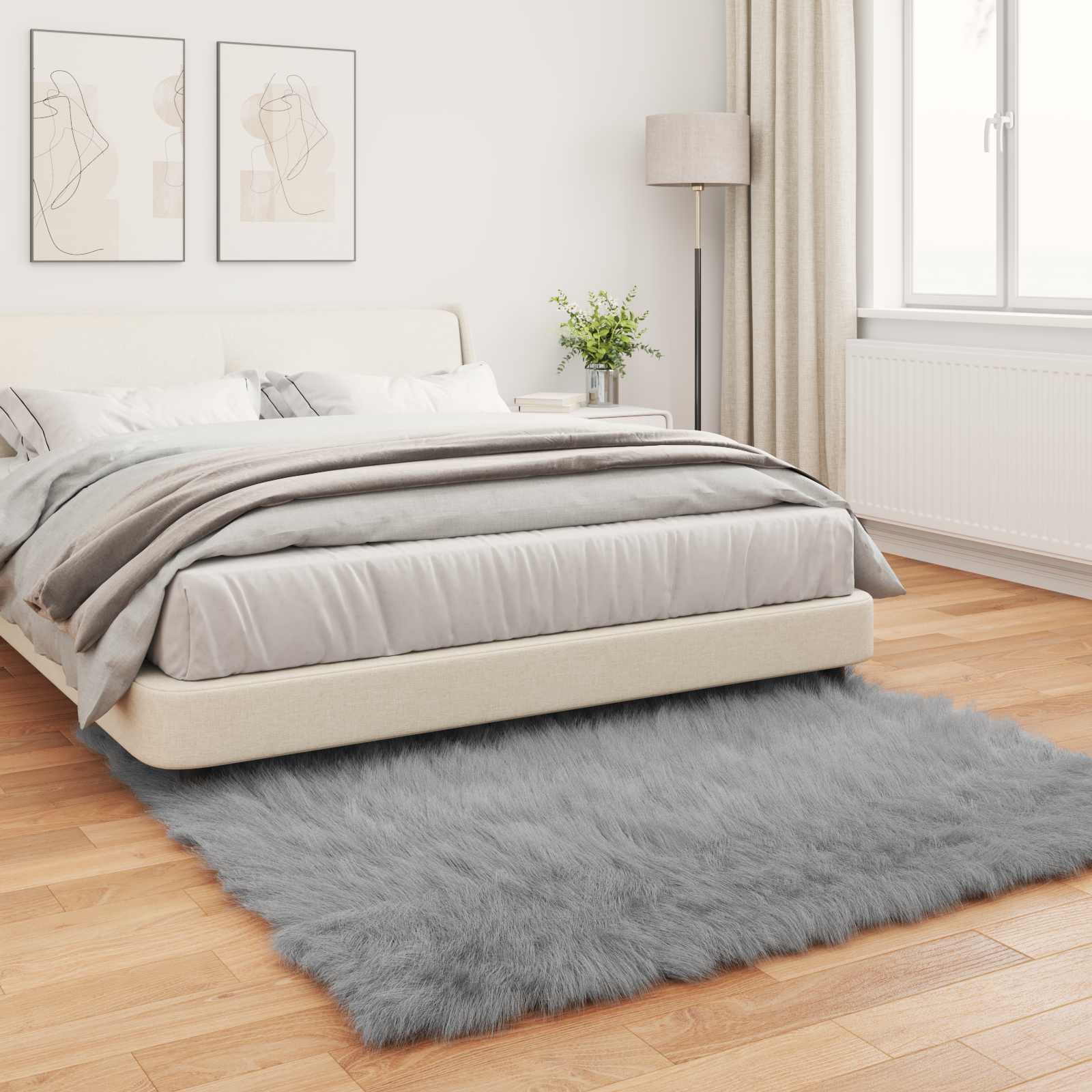 Teppich aus Kunstschaffell TAFALLA Grau 160 x 160 cm Polyester