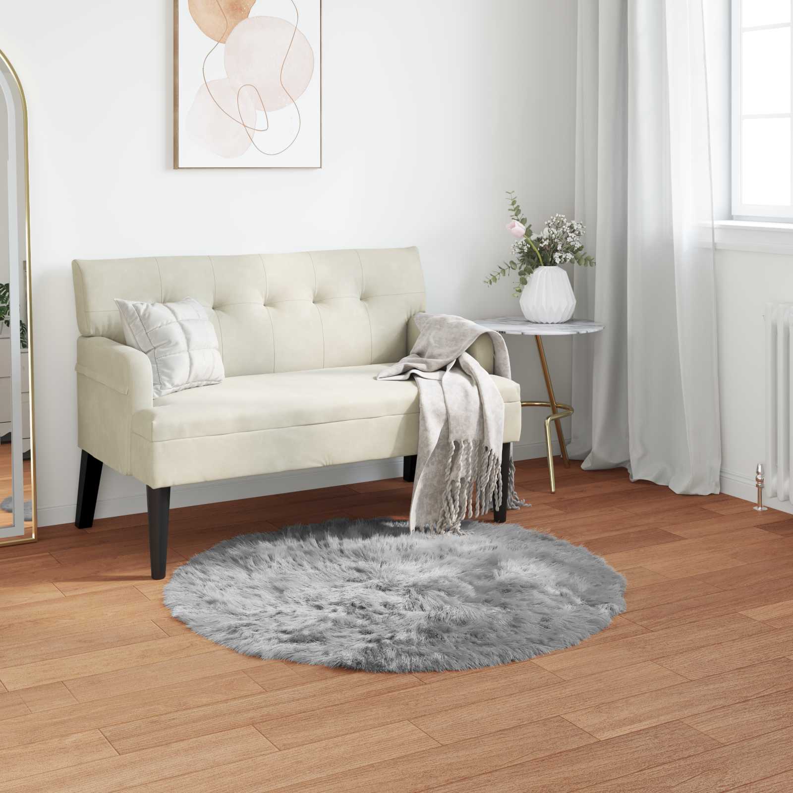Teppich aus Kunstschaffell TAFALLA Grau Ø 100 cm Polyester