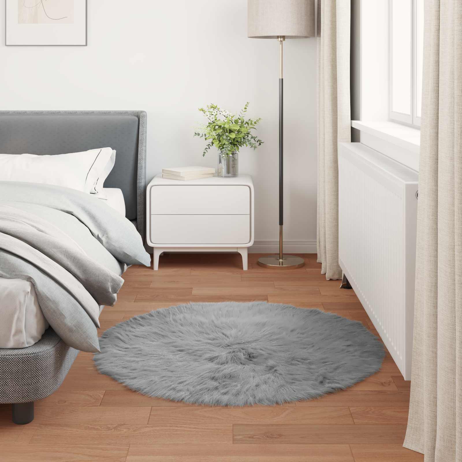 Teppich aus Kunstschaffell TAFALLA Grau Ø 100 cm Polyester