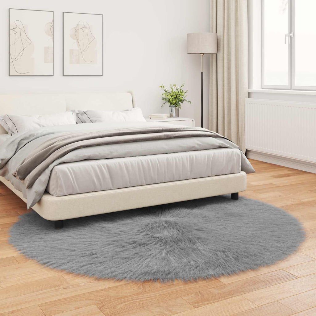 Teppich aus Kunstschaffell TAFALLA Grau Ø 160 cm Polyester