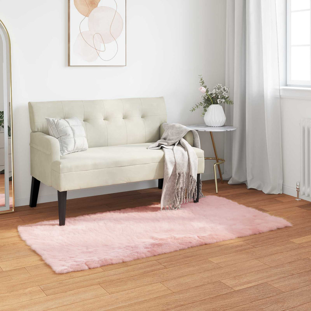 Teppich aus Kunstschaffell TAFALLA Rosa 60 x 110 cm Polyester