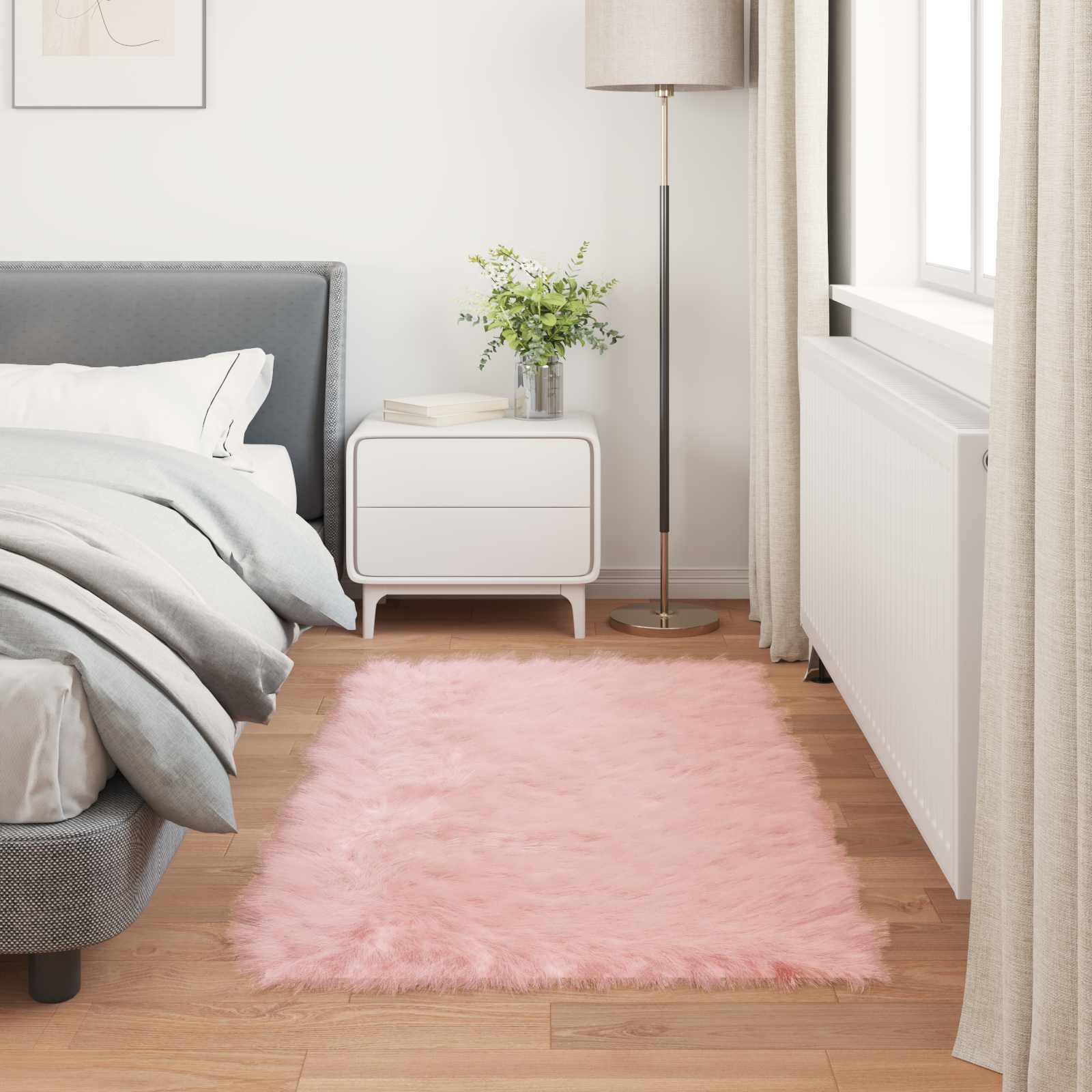 Teppich aus Kunstschaffell TAFALLA Rosa 80 x 150 cm Polyester