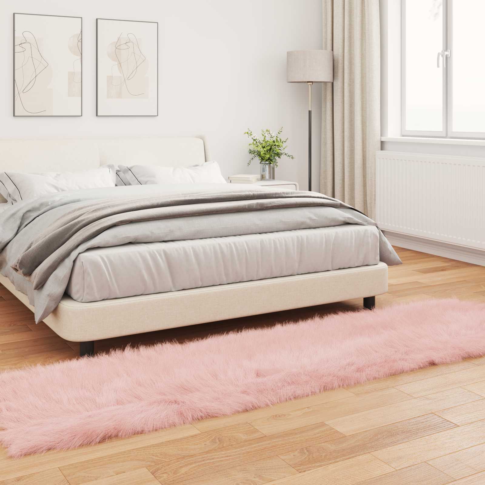 Teppich aus Kunstschaffell TAFALLA Rosa 80 x 250 cm Polyester