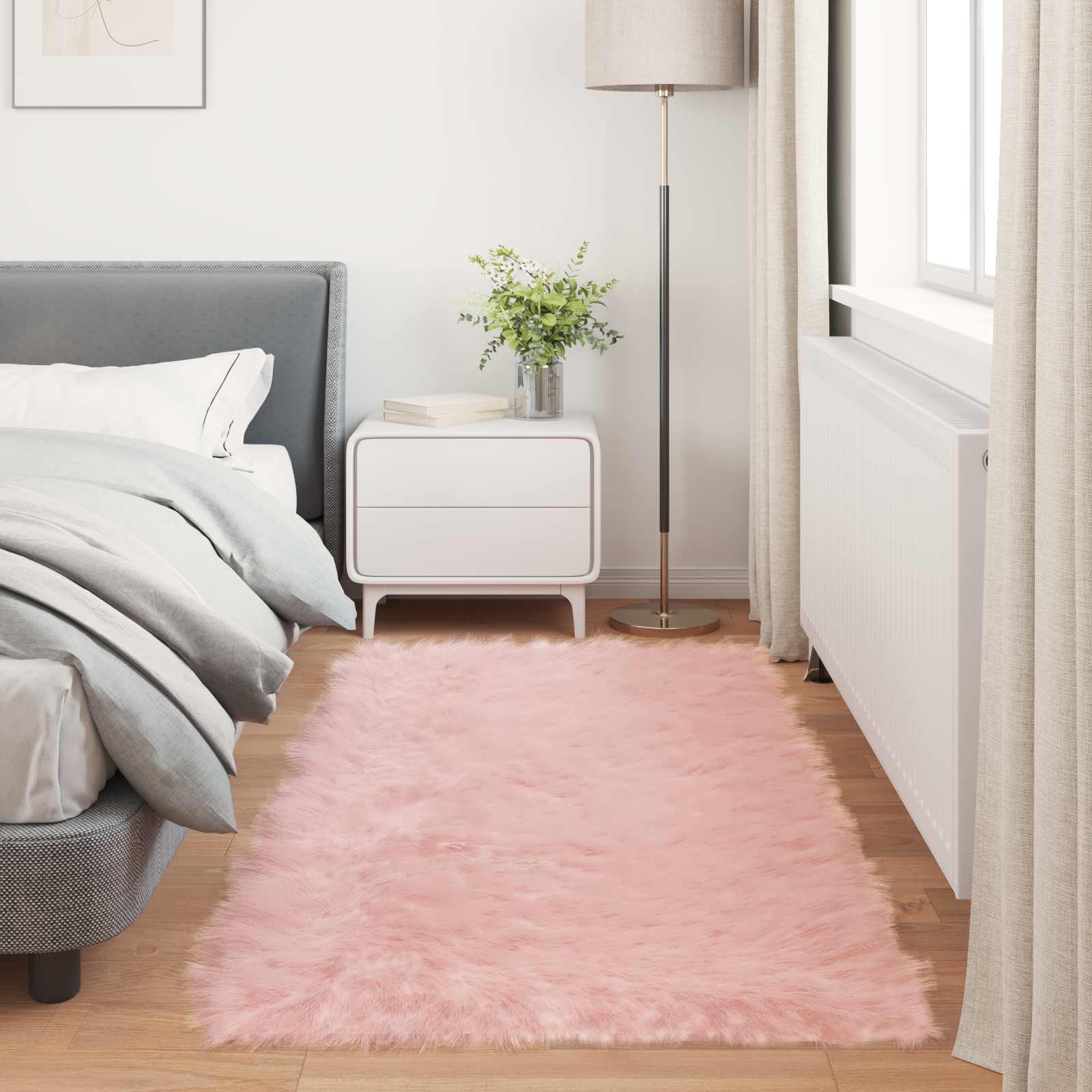 Teppich aus Kunstschaffell TAFALLA Rosa 100 x 200 cm Polyester