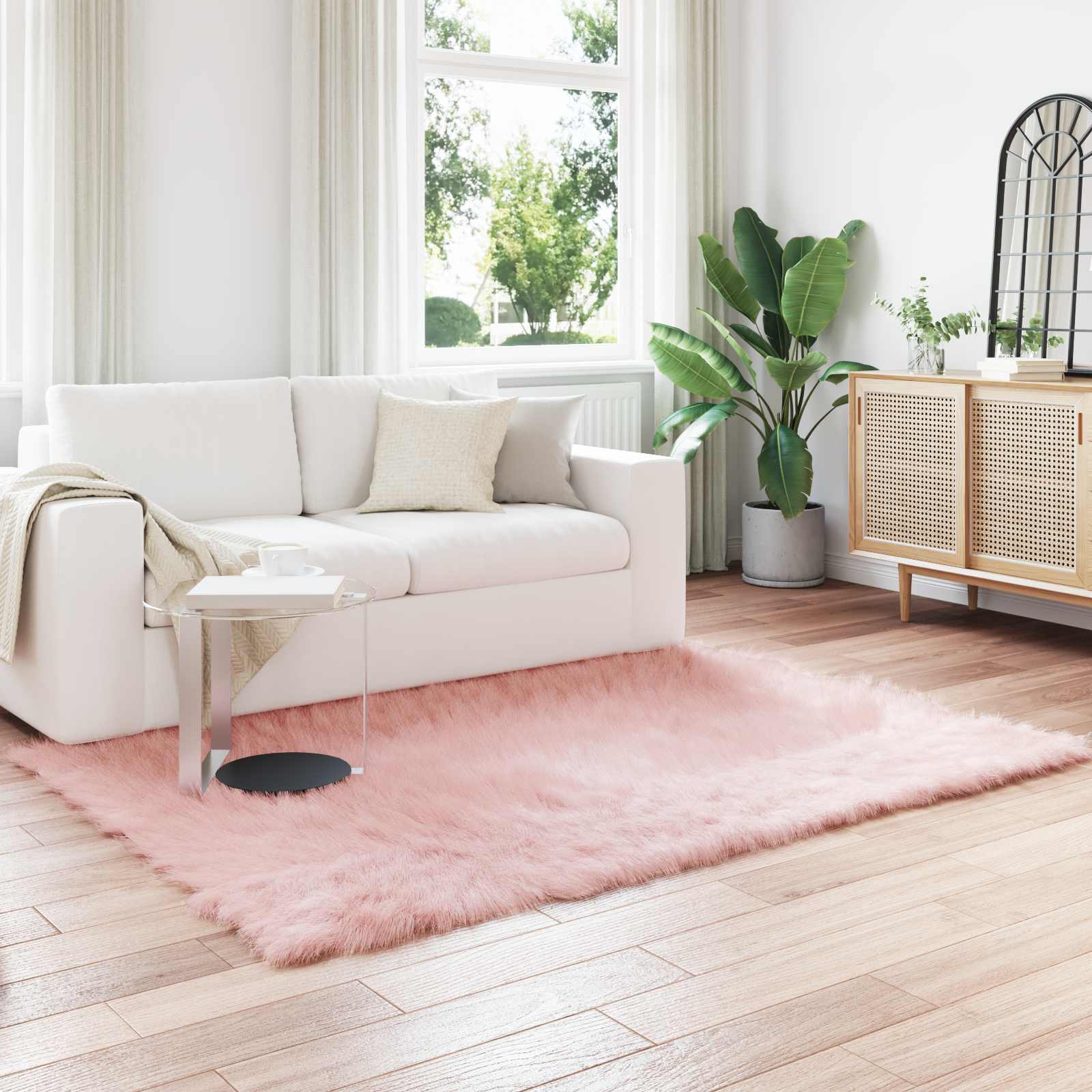 Teppich aus Kunstschaffell TAFALLA Rosa 140 x 200 cm Polyester