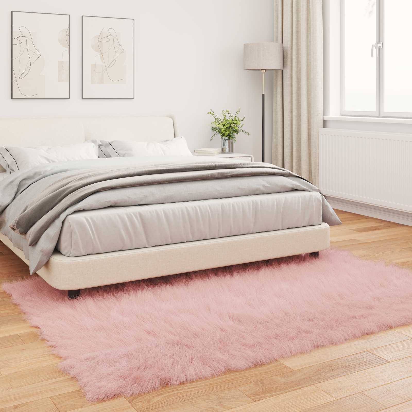 Teppich aus Kunstschaffell TAFALLA Rosa 140 x 200 cm Polyester
