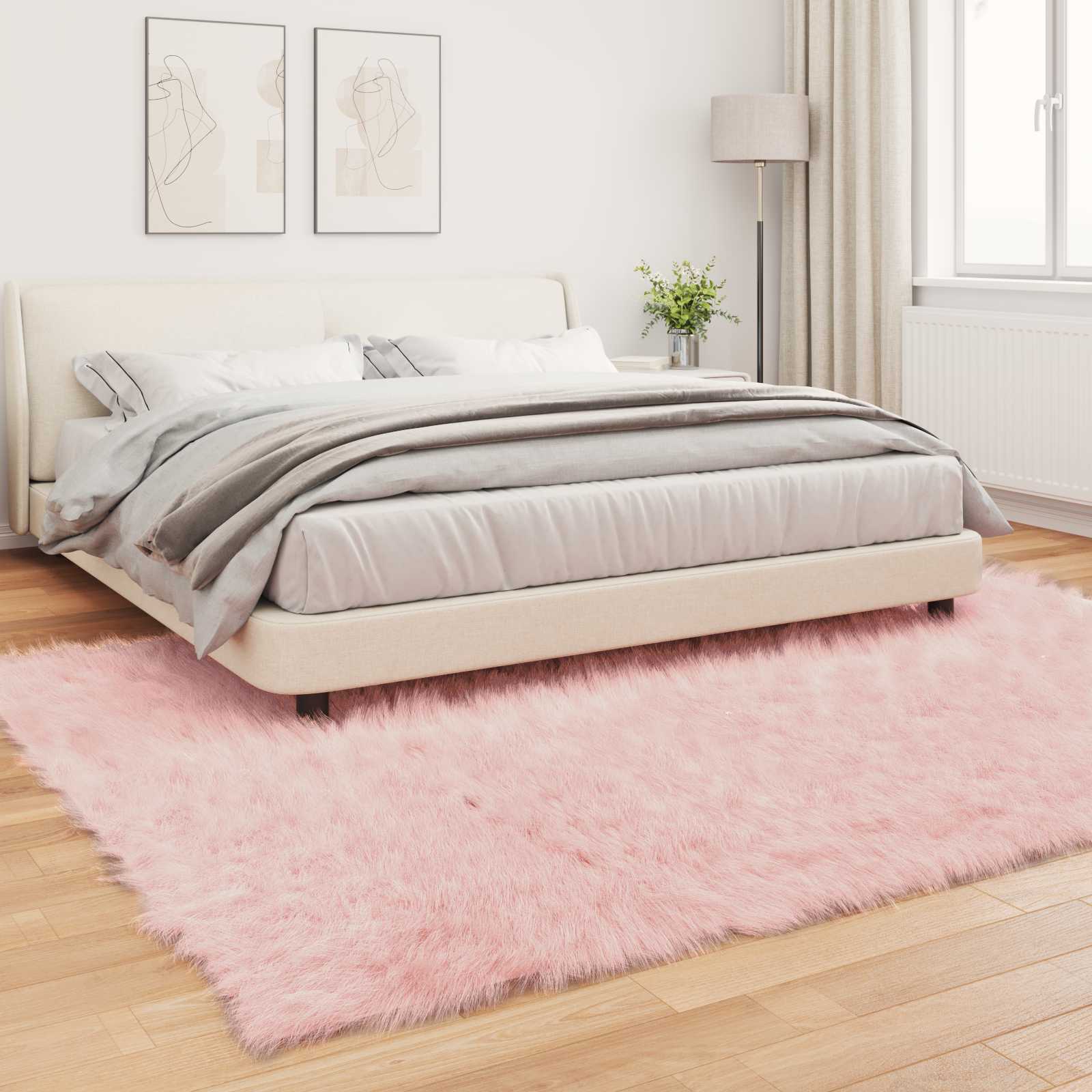 Teppich aus Kunstschaffell TAFALLA Rosa 200 x 280 cm Polyester