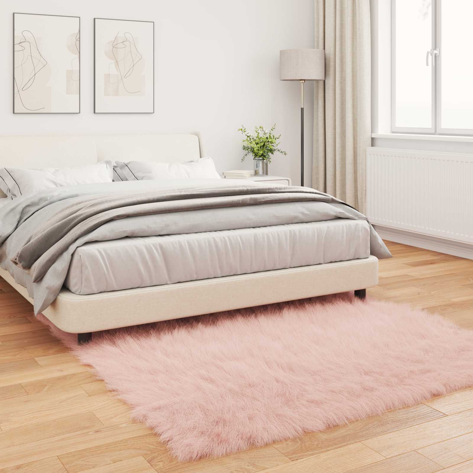 Teppich aus Kunstschaffell TAFALLA Rosa 120 x 120 cm Polyester