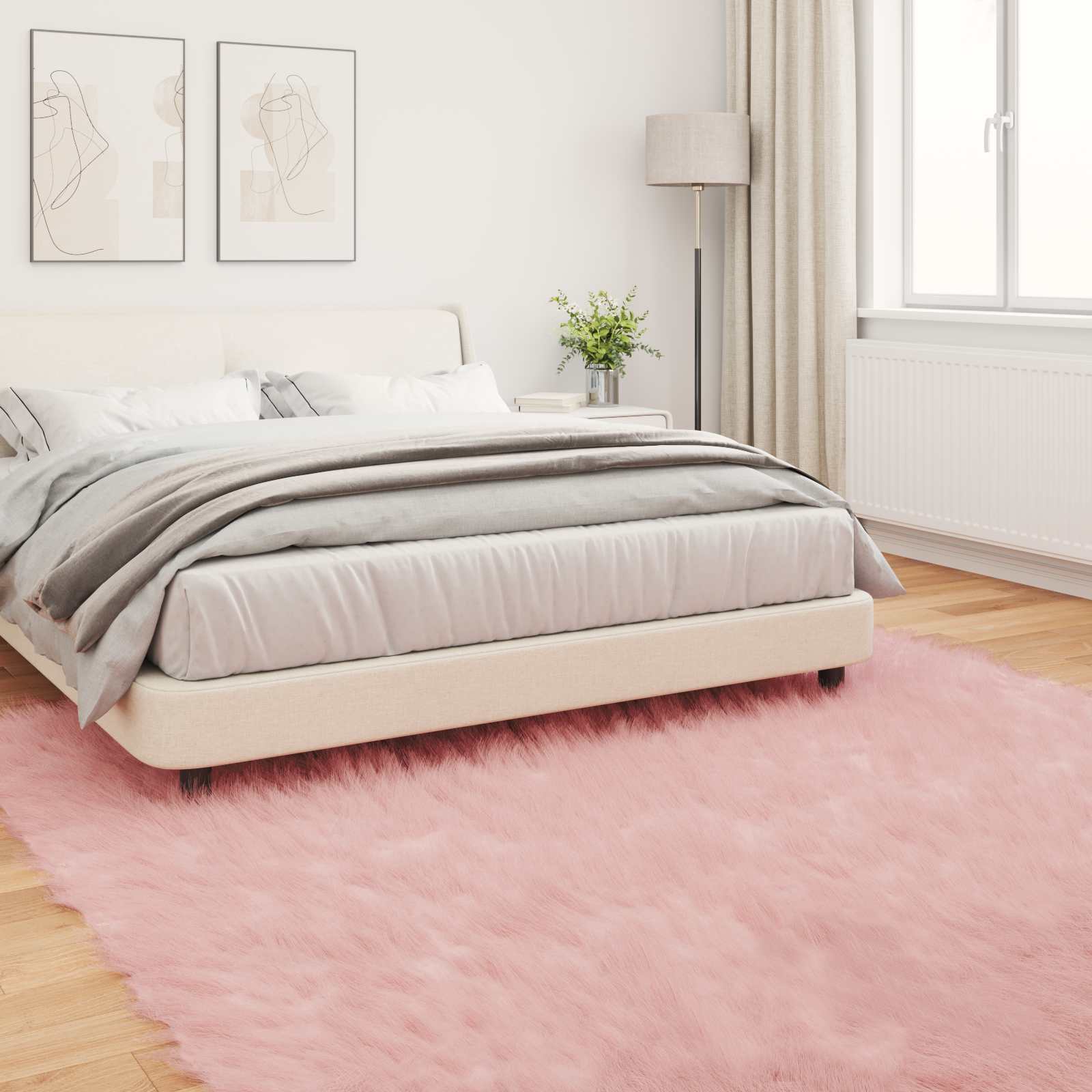 Teppich aus Kunstschaffell TAFALLA Rosa 240 x 240 cm Polyester