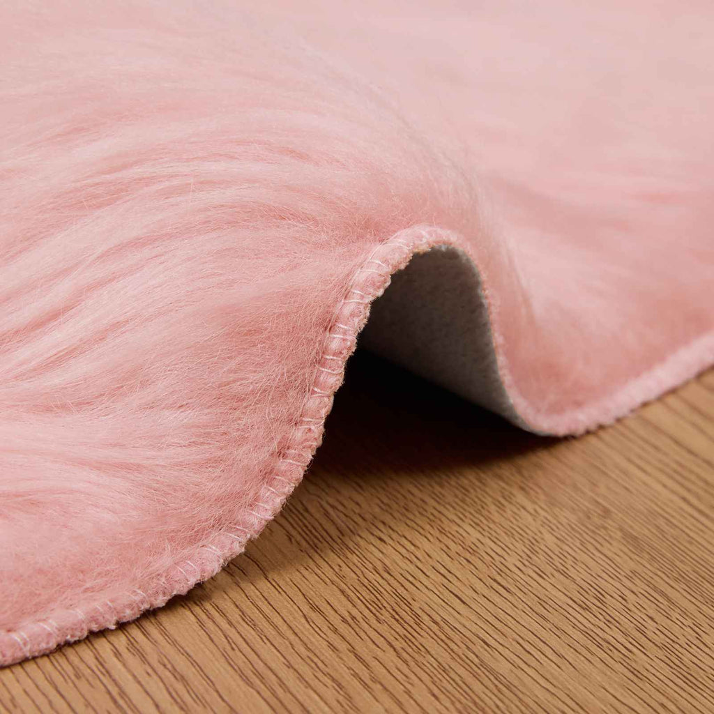 Teppich aus Kunstschaffell TAFALLA Rosa Ø 80 cm Polyester