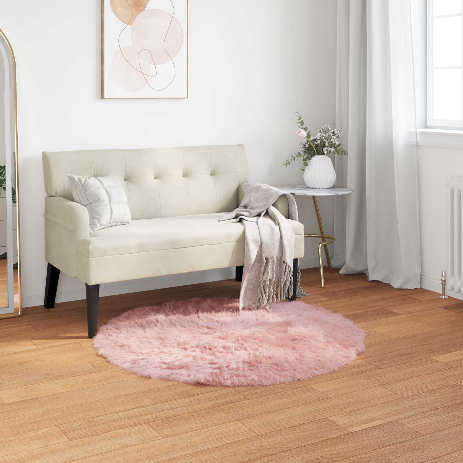 Teppich aus Kunstschaffell TAFALLA Rosa Ø 80 cm Polyester