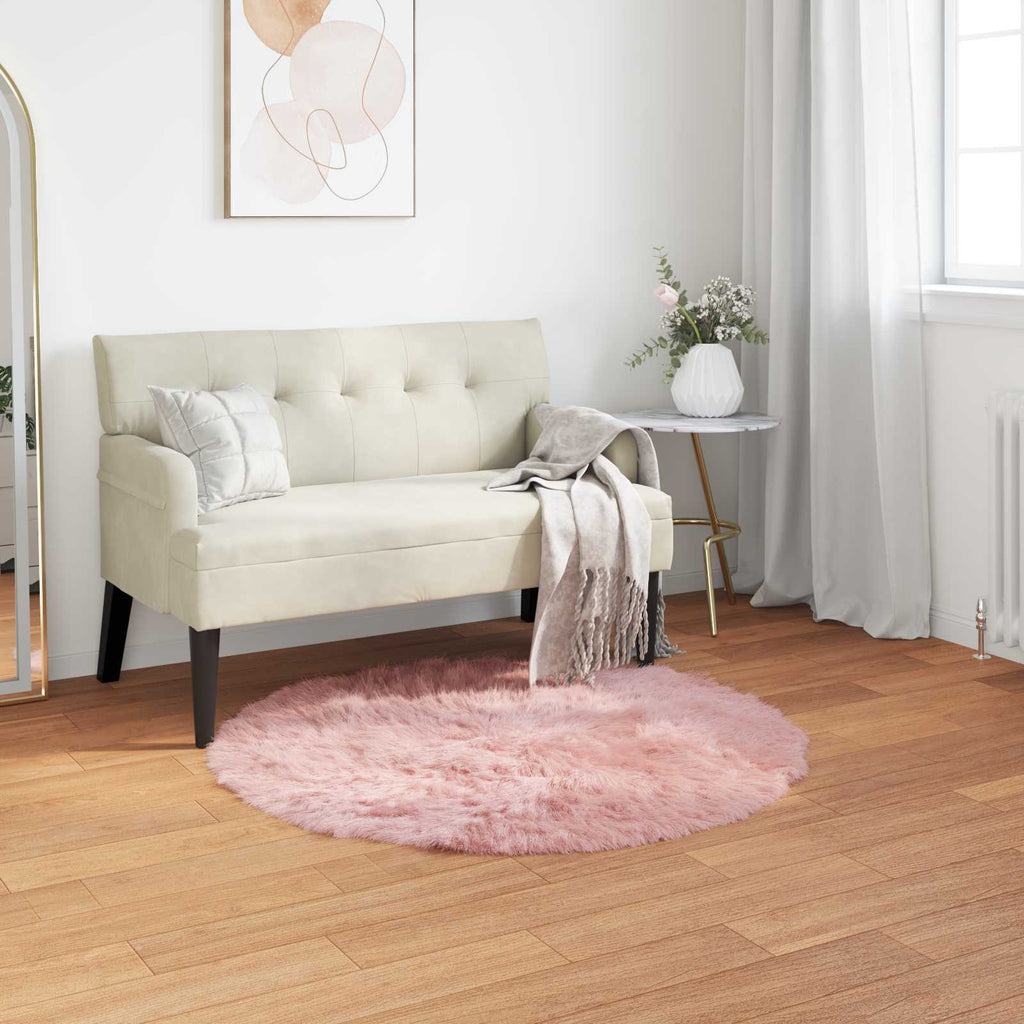 Teppich aus Kunstschaffell TAFALLA Rosa Ø 100 cm Polyester