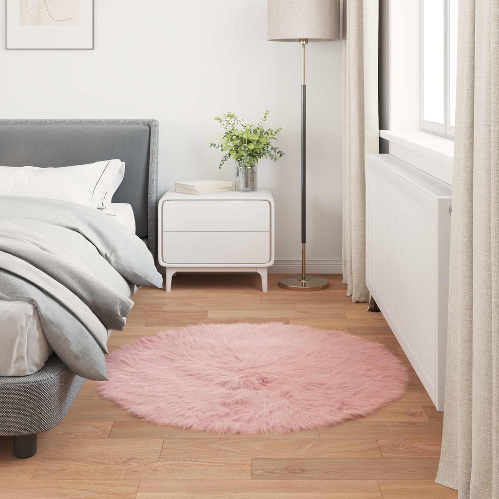 Teppich aus Kunstschaffell TAFALLA Rosa Ø 100 cm Polyester