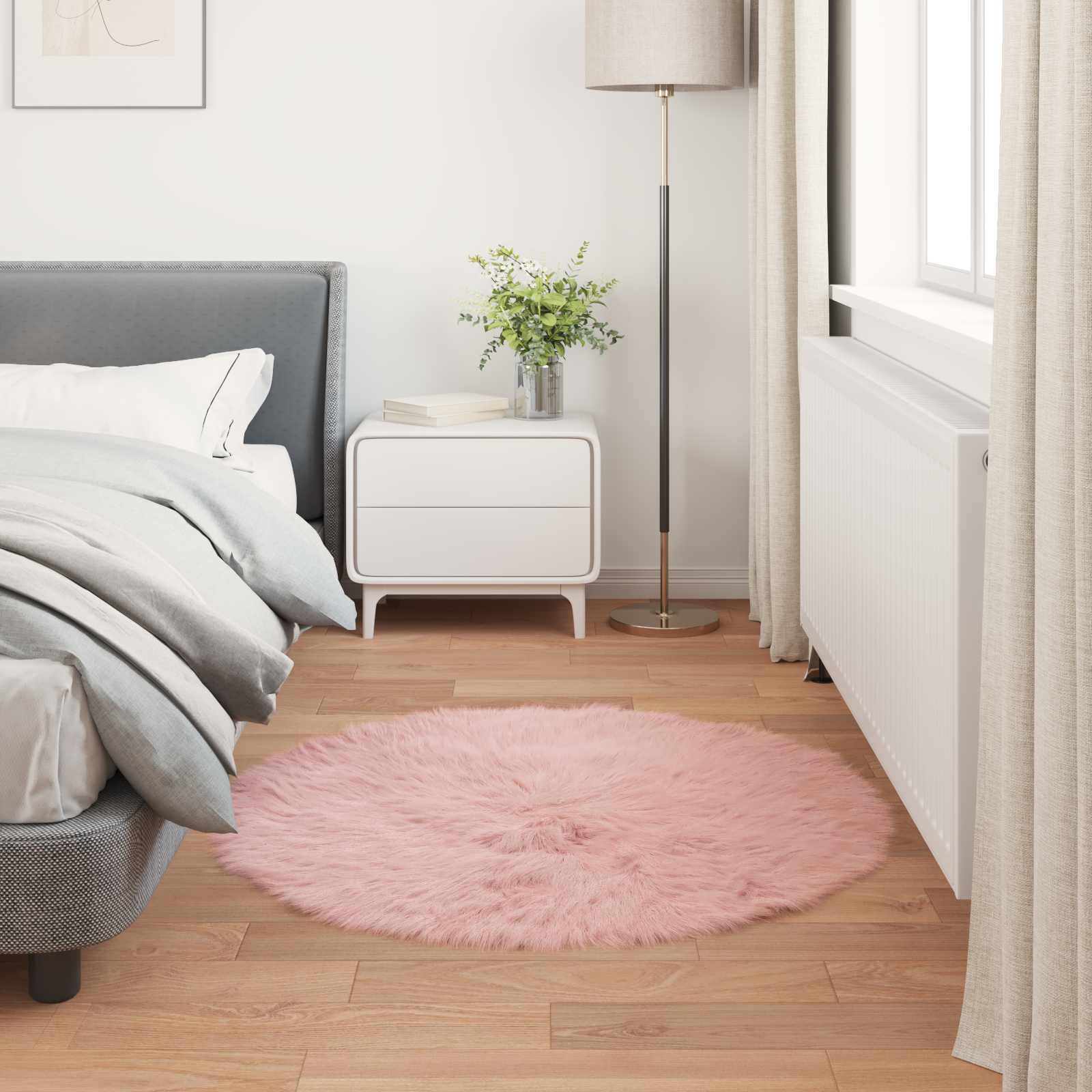 Teppich aus Kunstschaffell TAFALLA Rosa Ø 100 cm Polyester