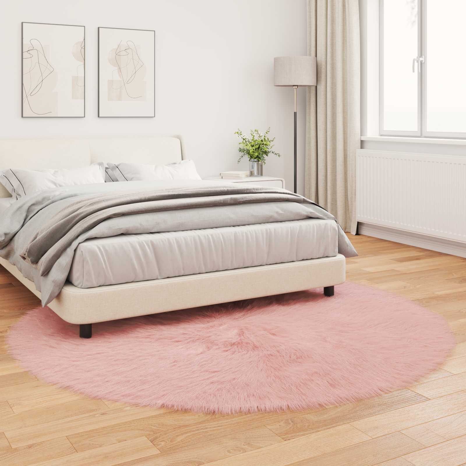 Teppich aus Kunstschaffell TAFALLA Rosa Ø 160 cm Polyester