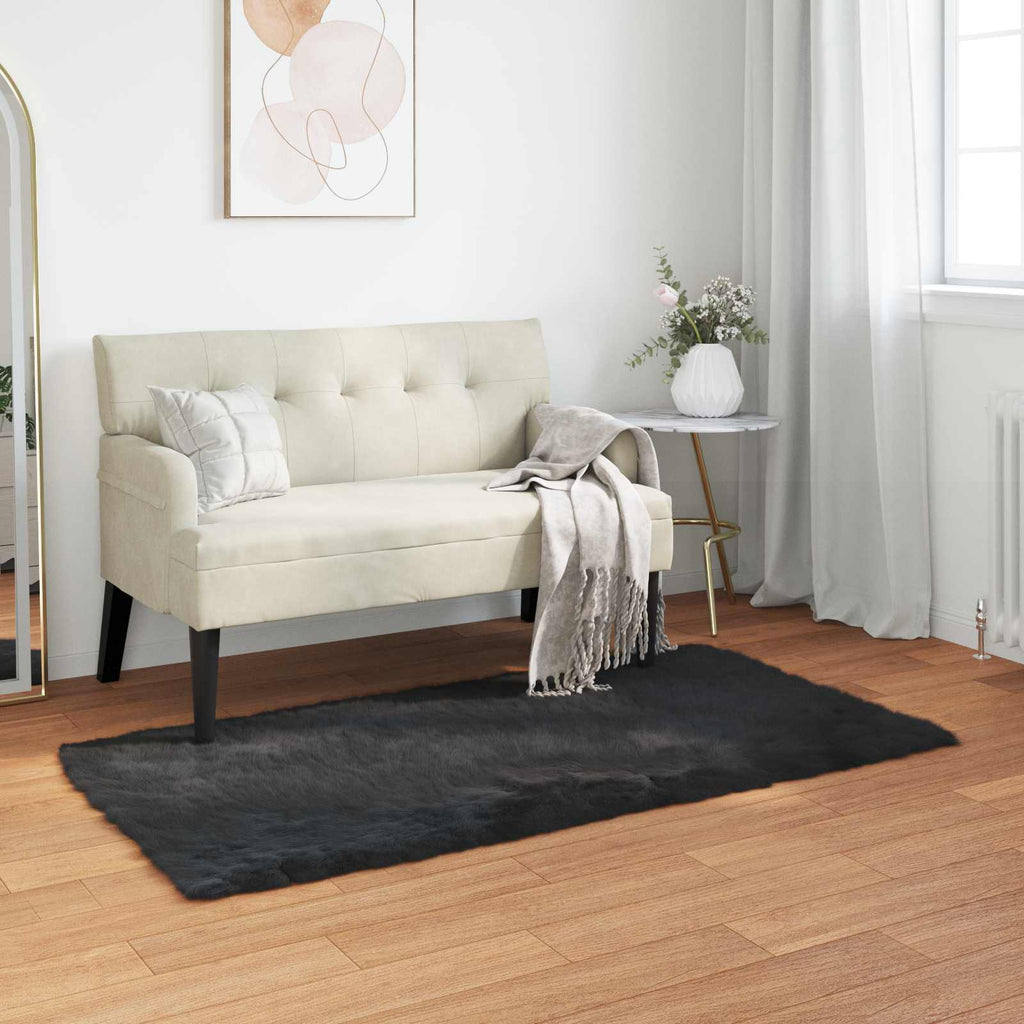 Teppich aus Kunstschaffell TAFALLA Schwarz 60 x 110 cm