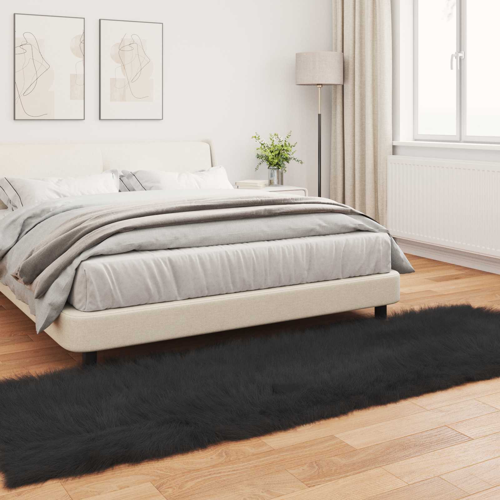 Teppich aus Kunstschaffell TAFALLA Schwarz 80 x 250 cm