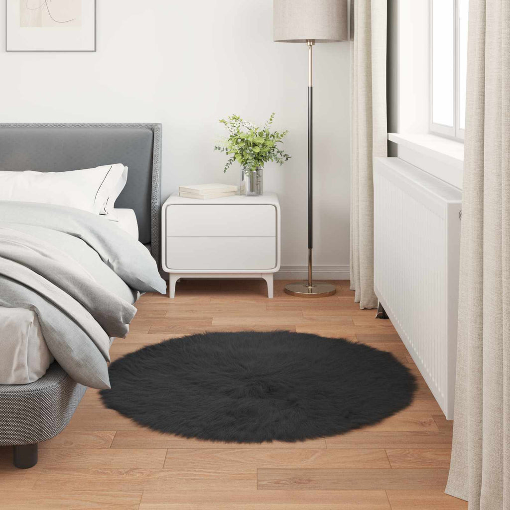 Teppich aus Kunstschaffell TAFALLA Schwarz Ø 100 cm Polyester