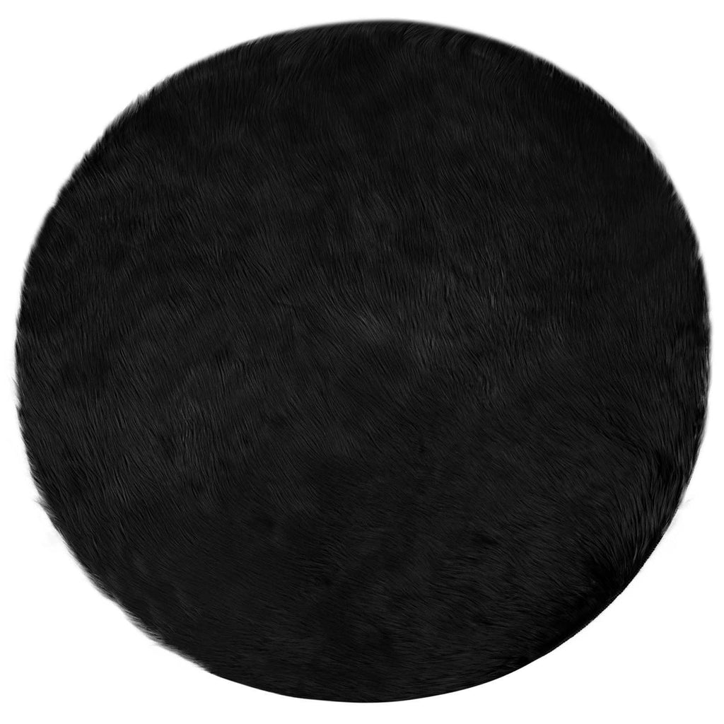 Teppich aus Kunstschaffell TAFALLA Schwarz Ø 100 cm Polyester