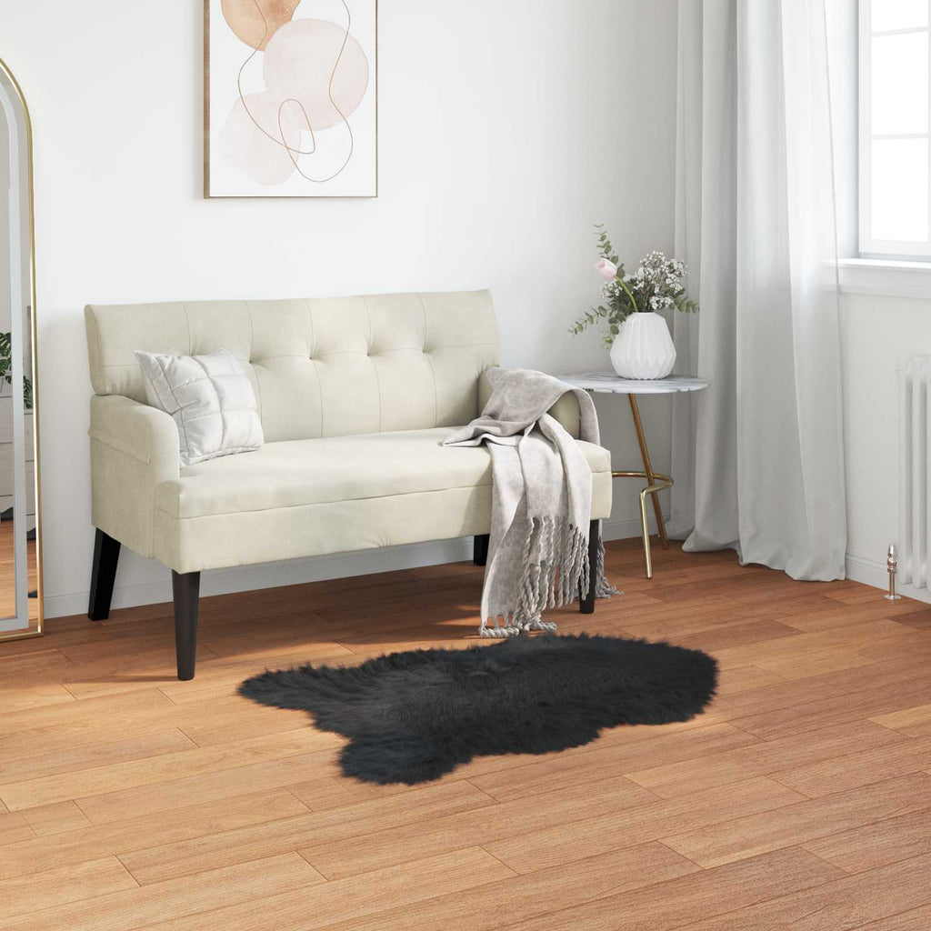 Teppich aus Kunstschaffell TAFALLA Schwarz 60 x 90 cm Polyester