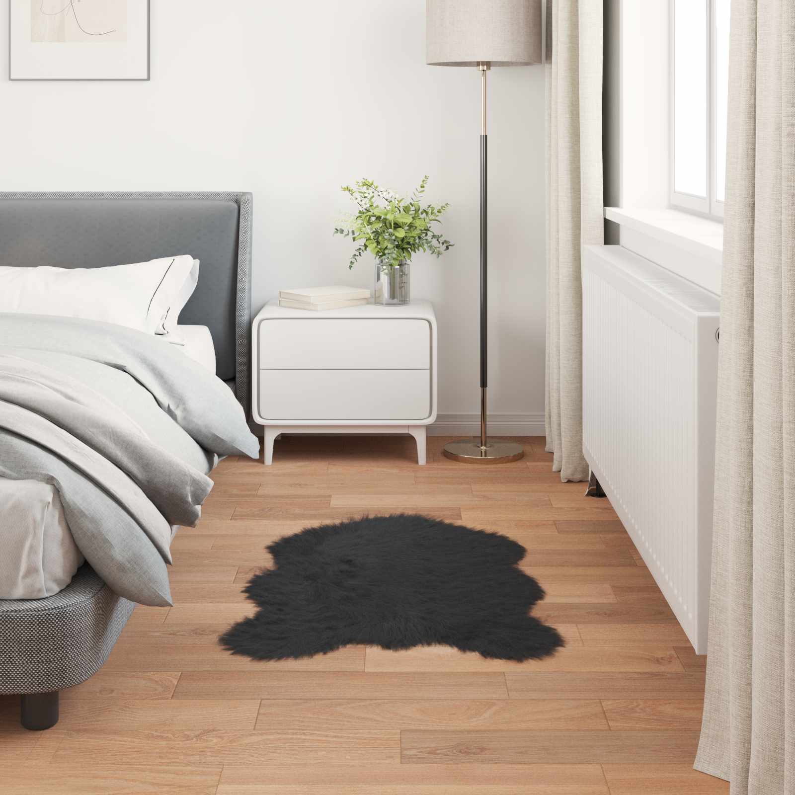 Teppich aus Kunstschaffell TAFALLA Schwarz 60 x 90 cm Polyester
