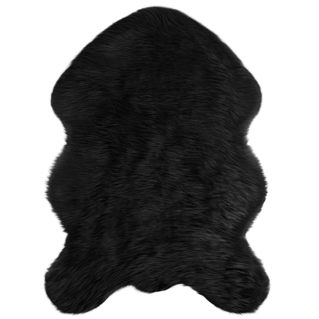 Teppich aus Kunstschaffell TAFALLA Schwarz 60 x 90 cm Polyester