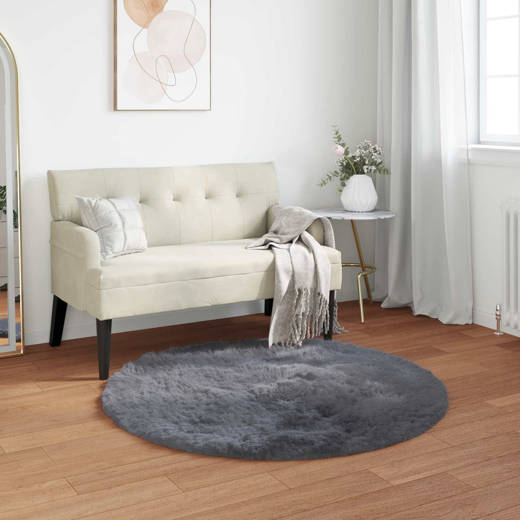 Teppich aus Kunstschaffell TAFALLA Anthrazit Ø 100 cm Polyester