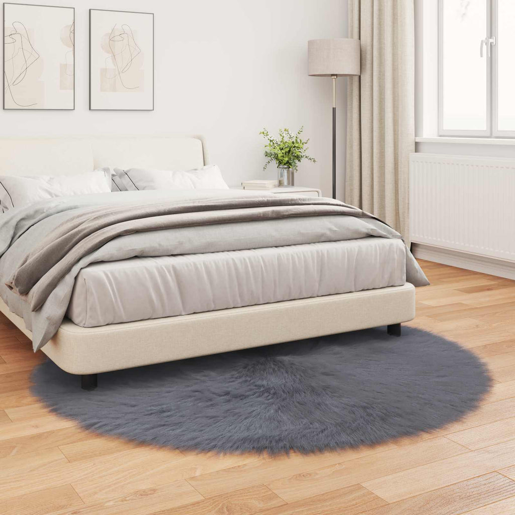 Teppich aus Kunstschaffell TAFALLA Anthrazit Ø 200 cm Polyester