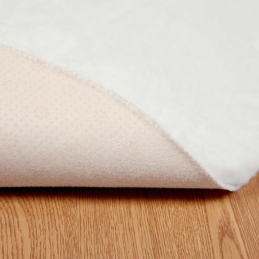 Rutschfester Teppich aus Kunstkaninchenfell OLITE Weiß Ø 100 cm