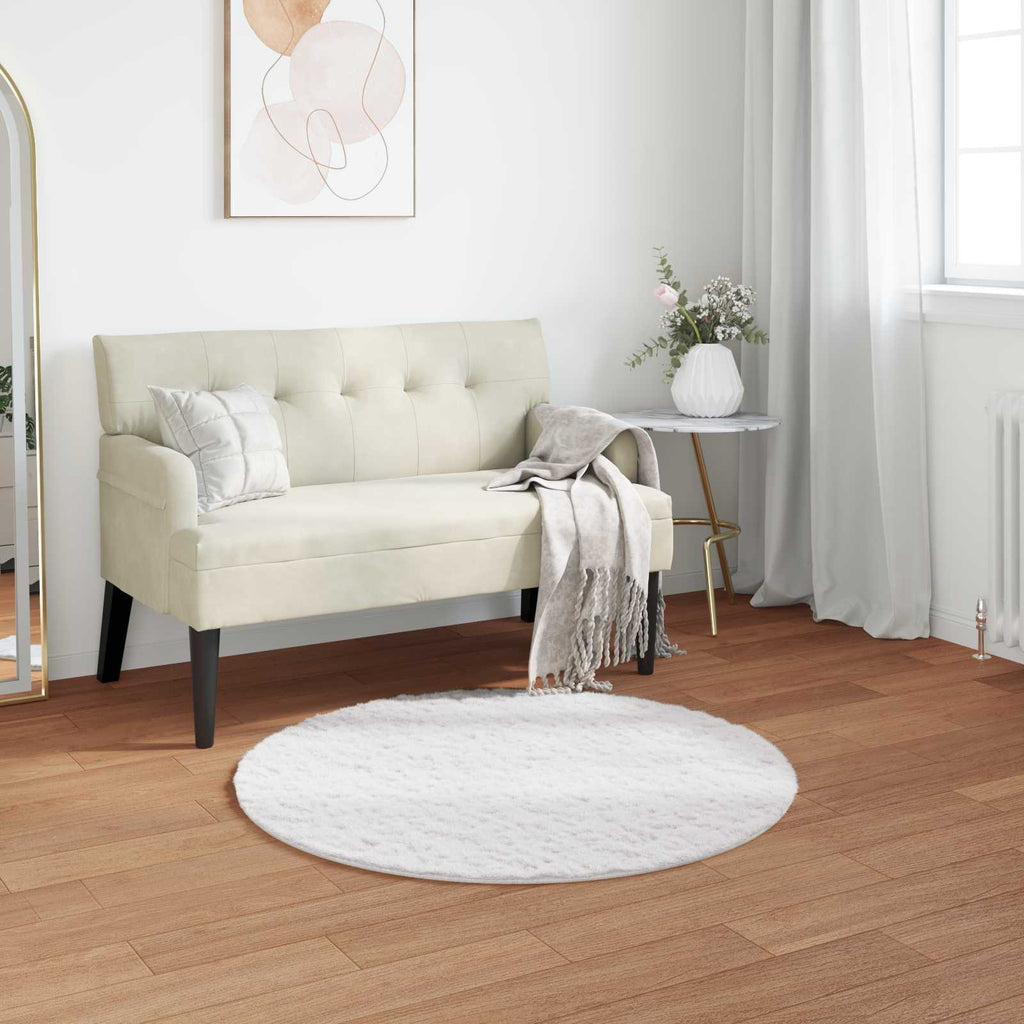Rutschfester Teppich aus Kunstkaninchenfell OLITE Weiß Ø 120 cm