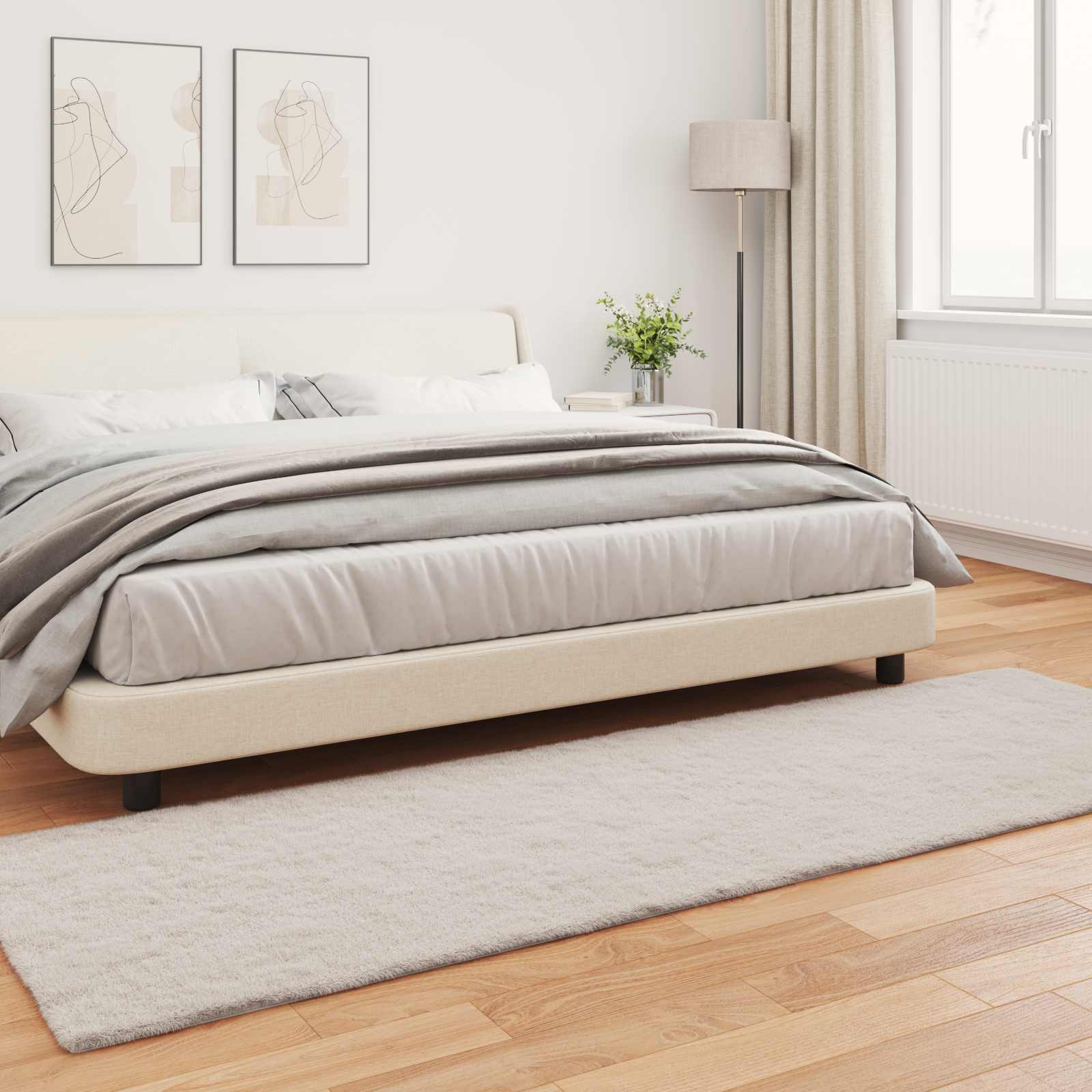 Rutschfester Teppich aus Kunstkaninchenfell OLITE Beige
