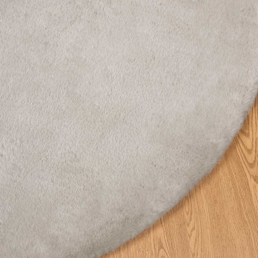 Rutschfester Teppich aus Kunstkaninchenfell OLITE Beige Ø 80 cm