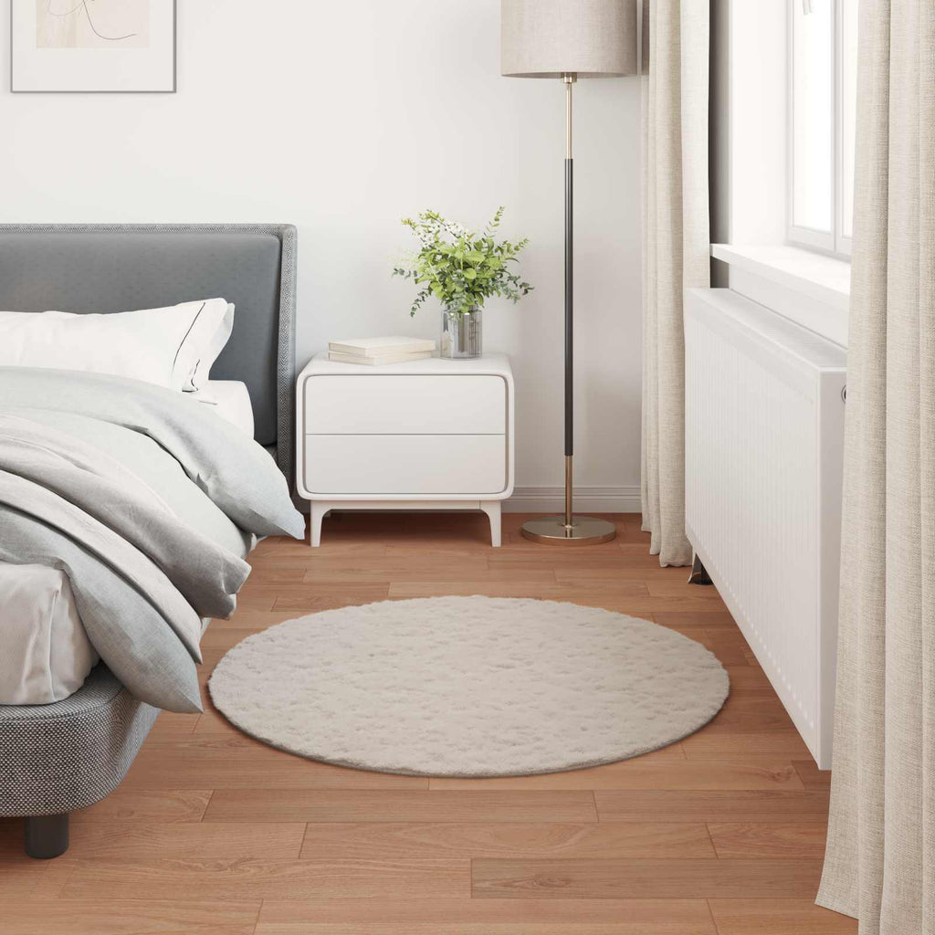 Rutschfester Teppich aus Kunstkaninchenfell OLITE Beige Ø 80 cm
