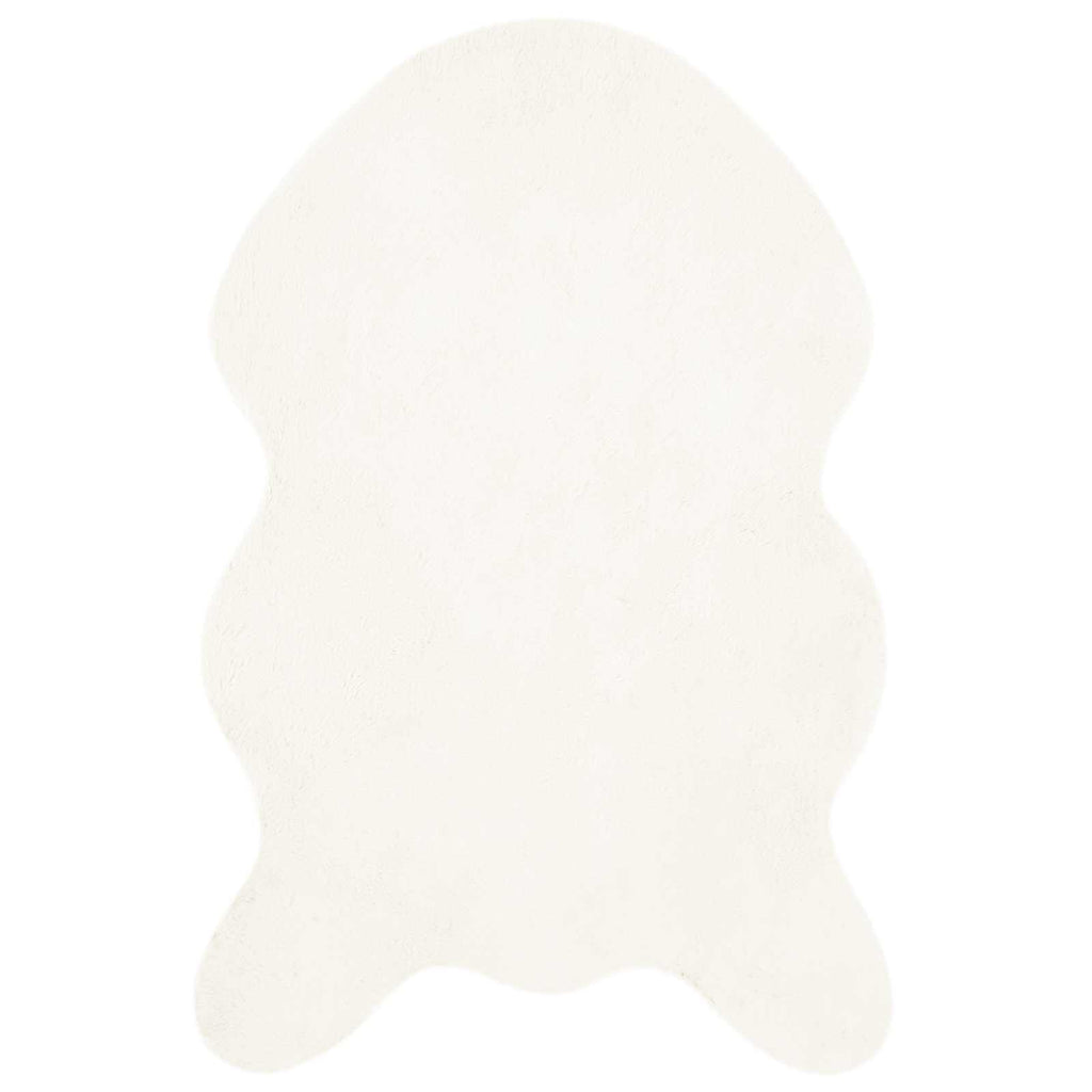 Rutschfester Teppich aus Kunstkaninchenfell OLITE Creme