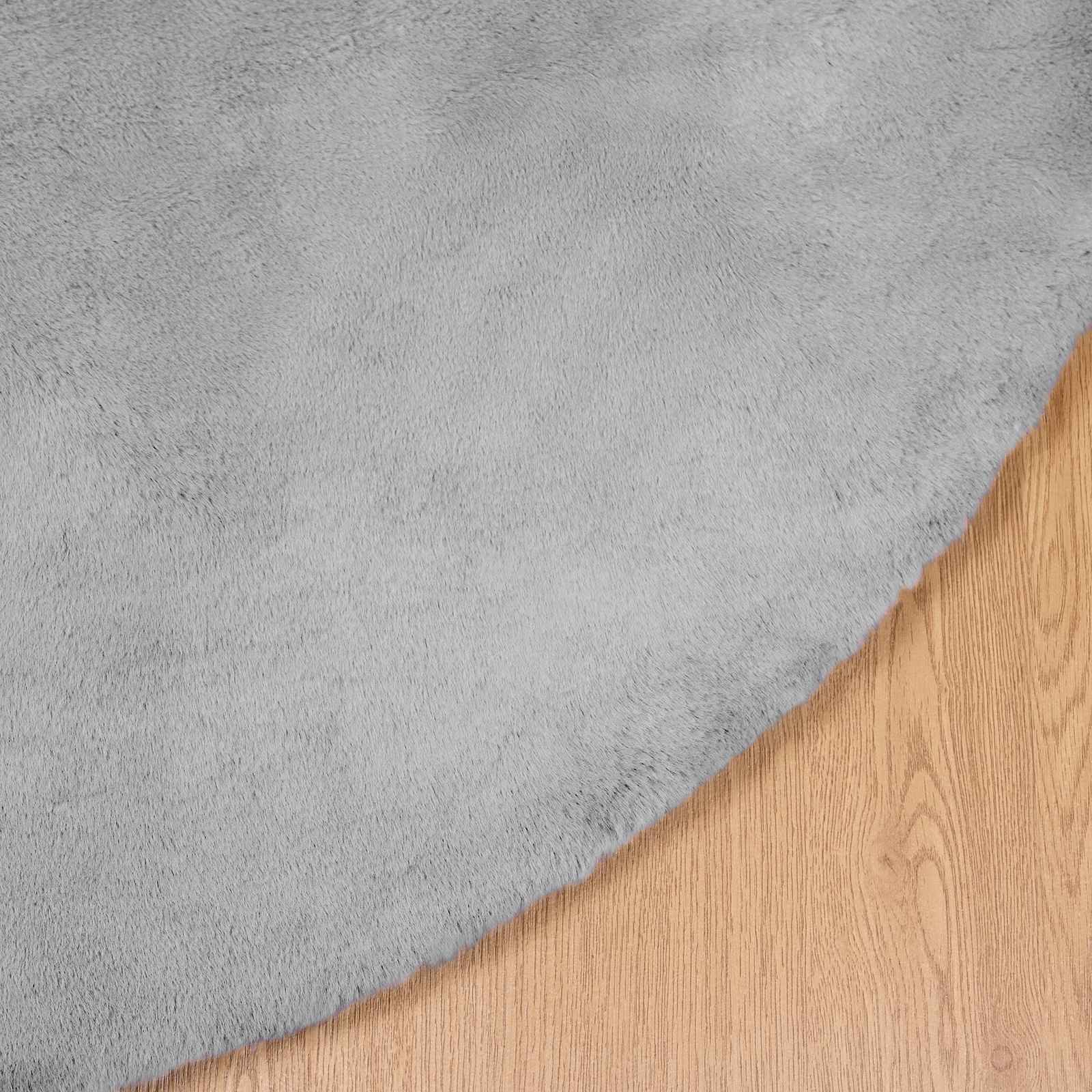 Rutschfester Teppich aus Kunstkaninchenfell OLITE Grau Ø 100 cm