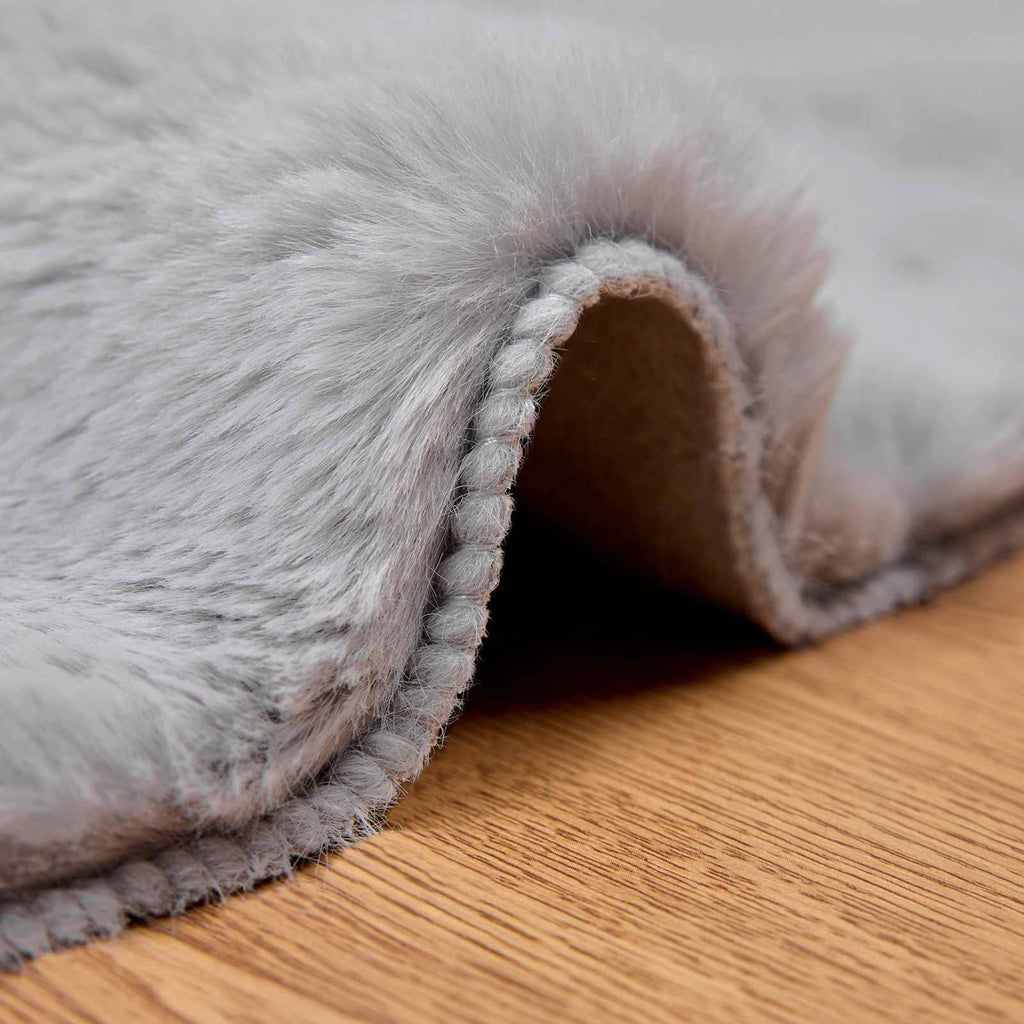 Rutschfester Teppich aus Kunstkaninchenfell OLITE Grau Ø 120 cm