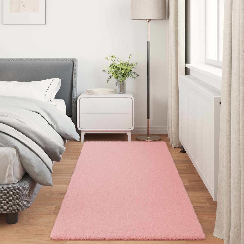 Rutschfester Teppich aus Kunstkaninchenfell OLITE Rosa