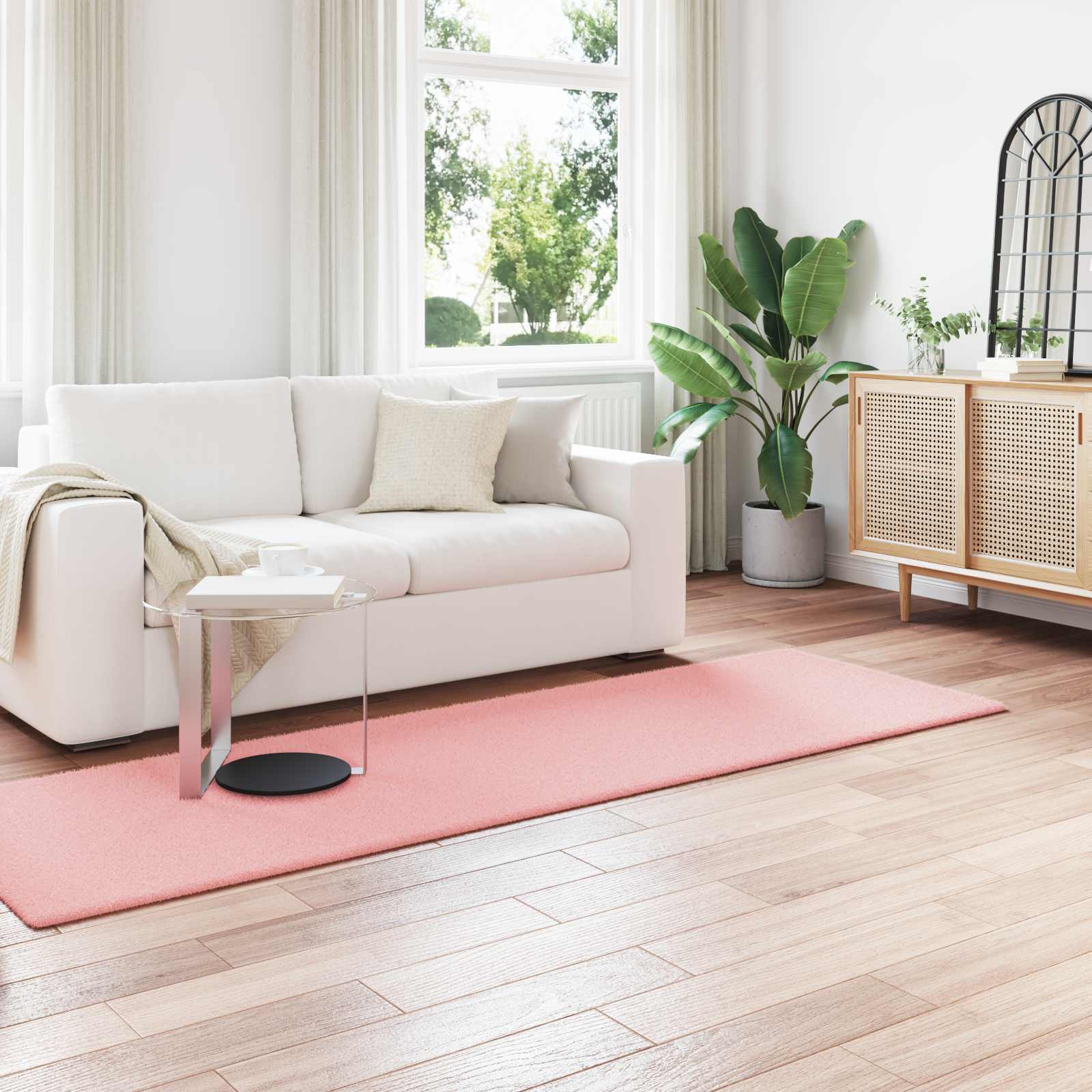 Rutschfester Teppich aus Kunstkaninchenfell OLITE Rosa