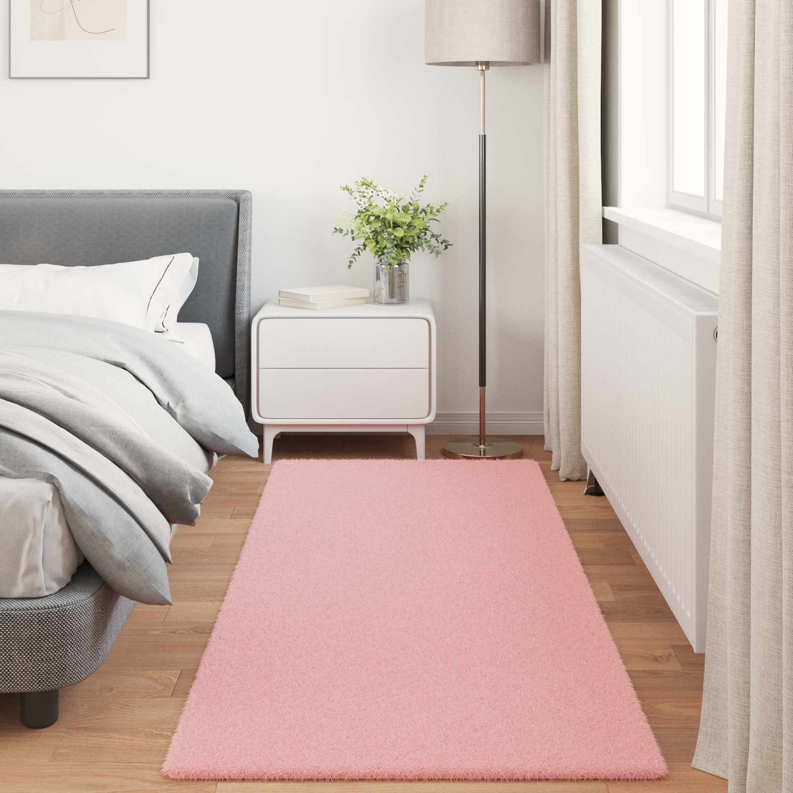 Rutschfester Teppich aus Kunstkaninchenfell OLITE Rosa