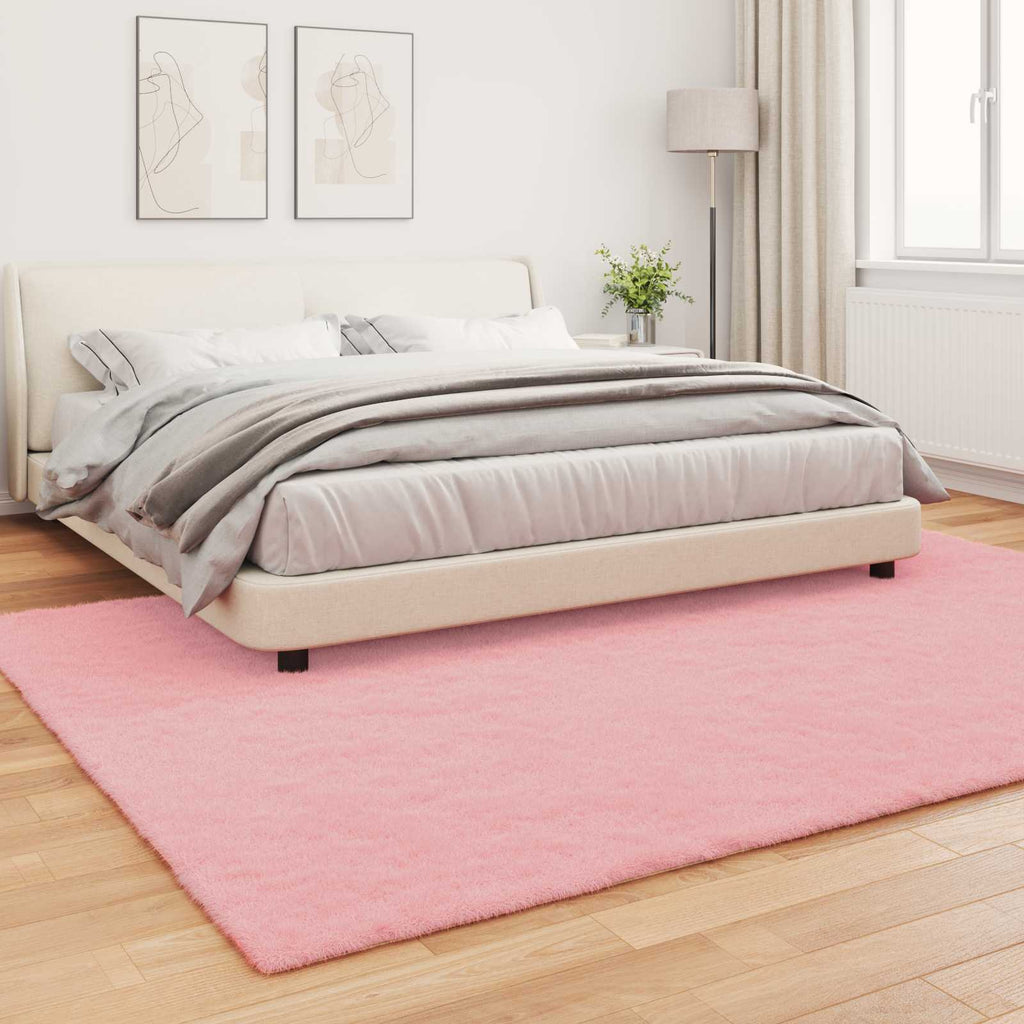 Rutschfester Teppich aus Kunstkaninchenfell OLITE Rosa