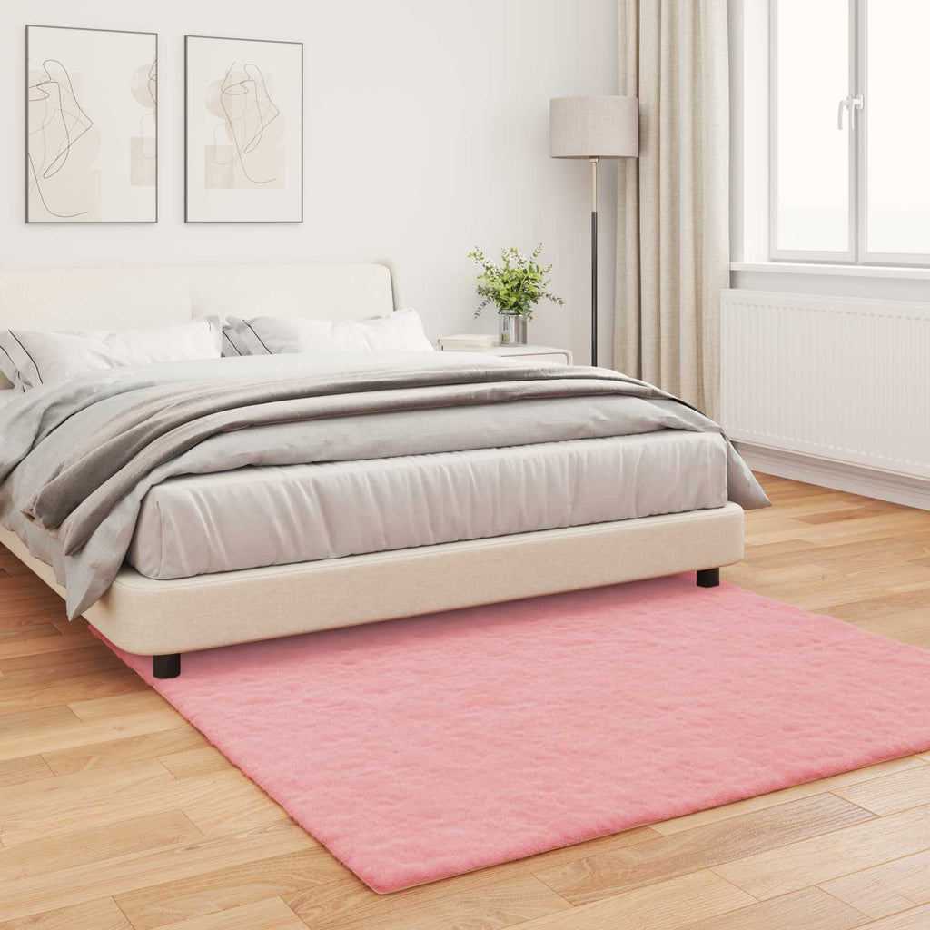 Rutschfester Teppich aus Kunstkaninchenfell OLITE Rosa