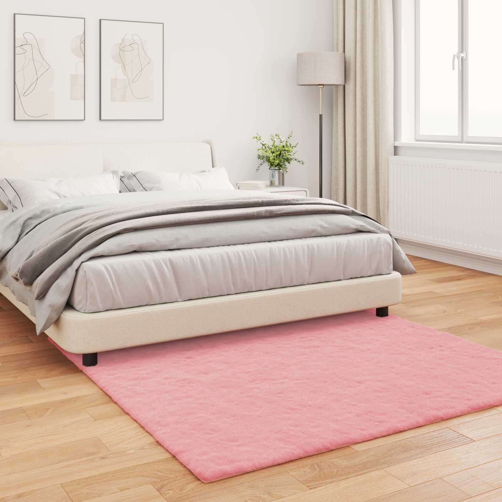 Rutschfester Teppich aus Kunstkaninchenfell OLITE Rosa