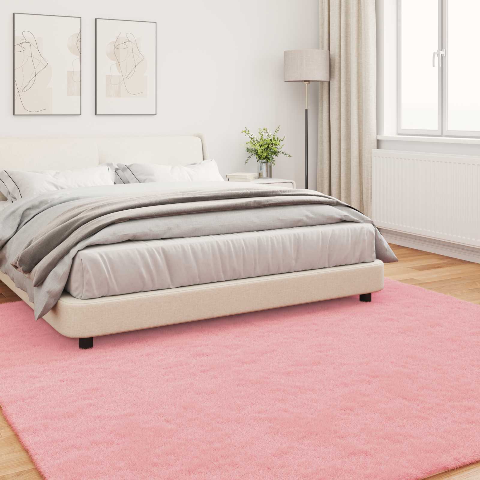 Rutschfester Teppich aus Kunstkaninchenfell OLITE Rosa