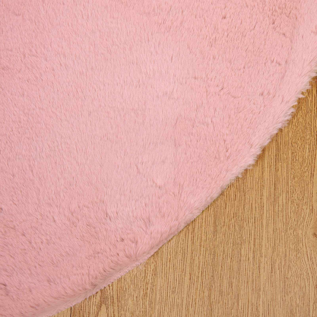 Rutschfester Teppich aus Kunstkaninchenfell OLITE Rosa Ø 80 cm
