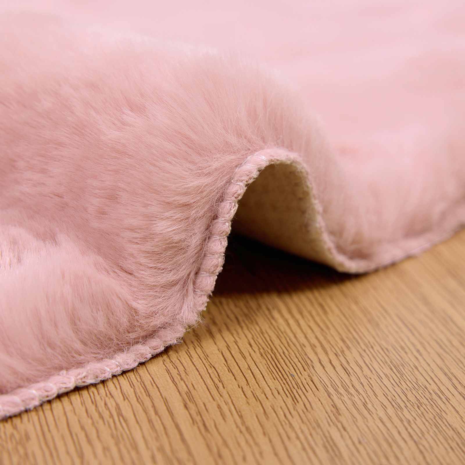 Rutschfester Teppich aus Kunstkaninchenfell OLITE Rosa Ø 200 cm