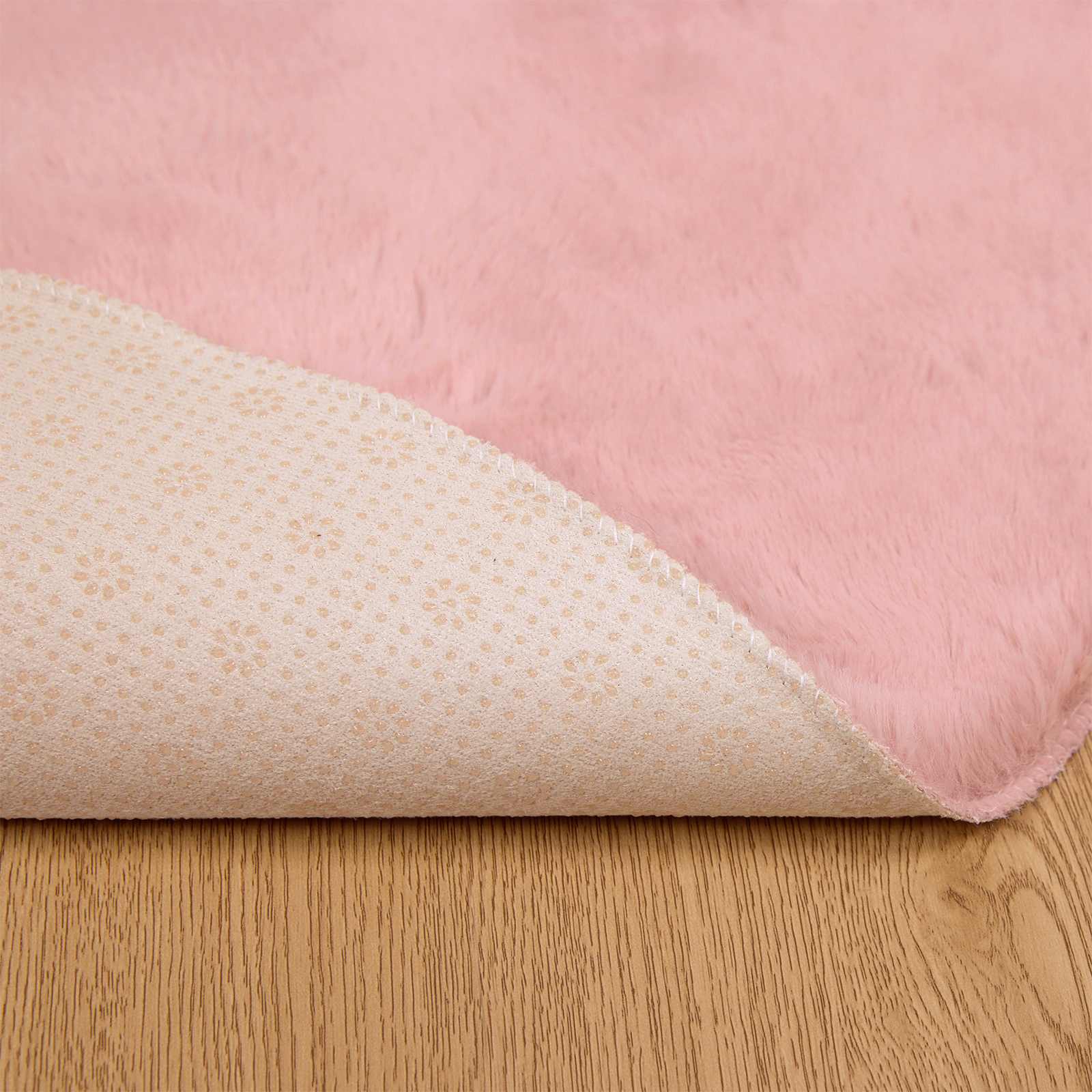 Rutschfester Teppich aus Kunstkaninchenfell OLITE Rosa Ø 200 cm