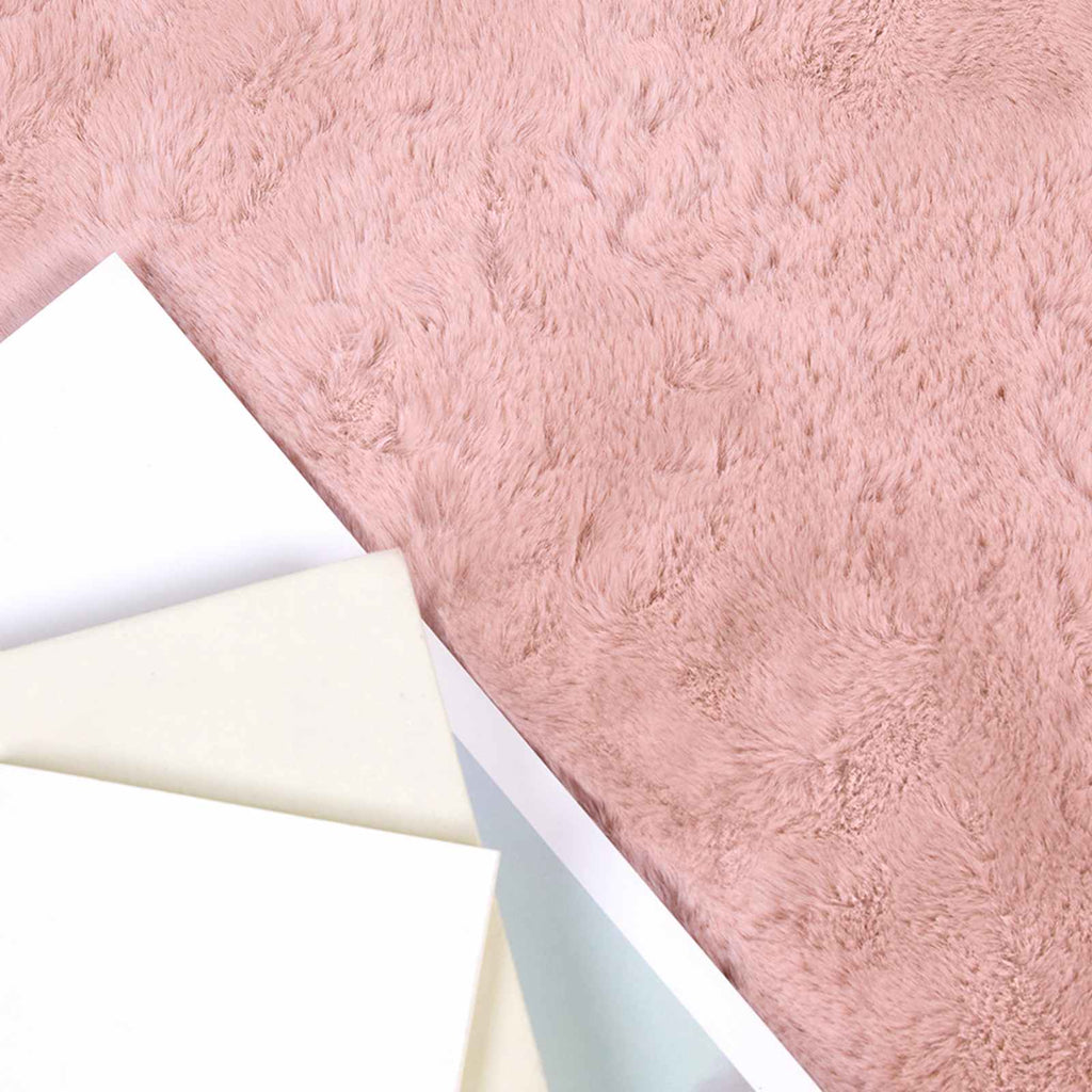 Rutschfester Teppich aus Kunstkaninchenfell OLITE Rosa Ø 200 cm