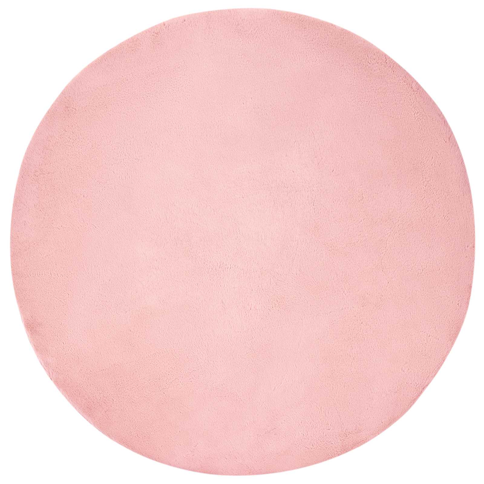 Rutschfester Teppich aus Kunstkaninchenfell OLITE Rosa Ø 200 cm