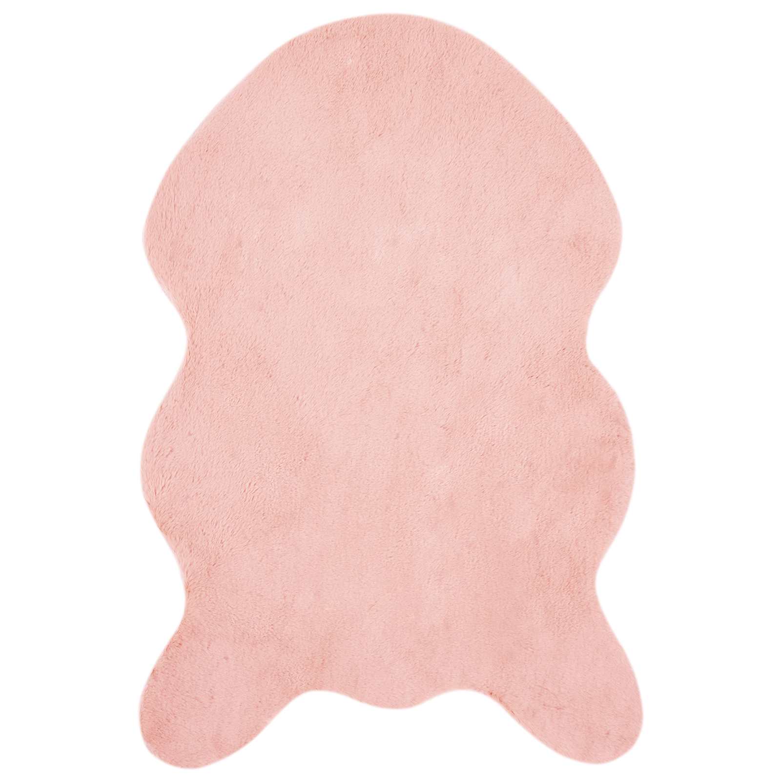 Rutschfester Teppich aus Kunstkaninchenfell OLITE Rosa